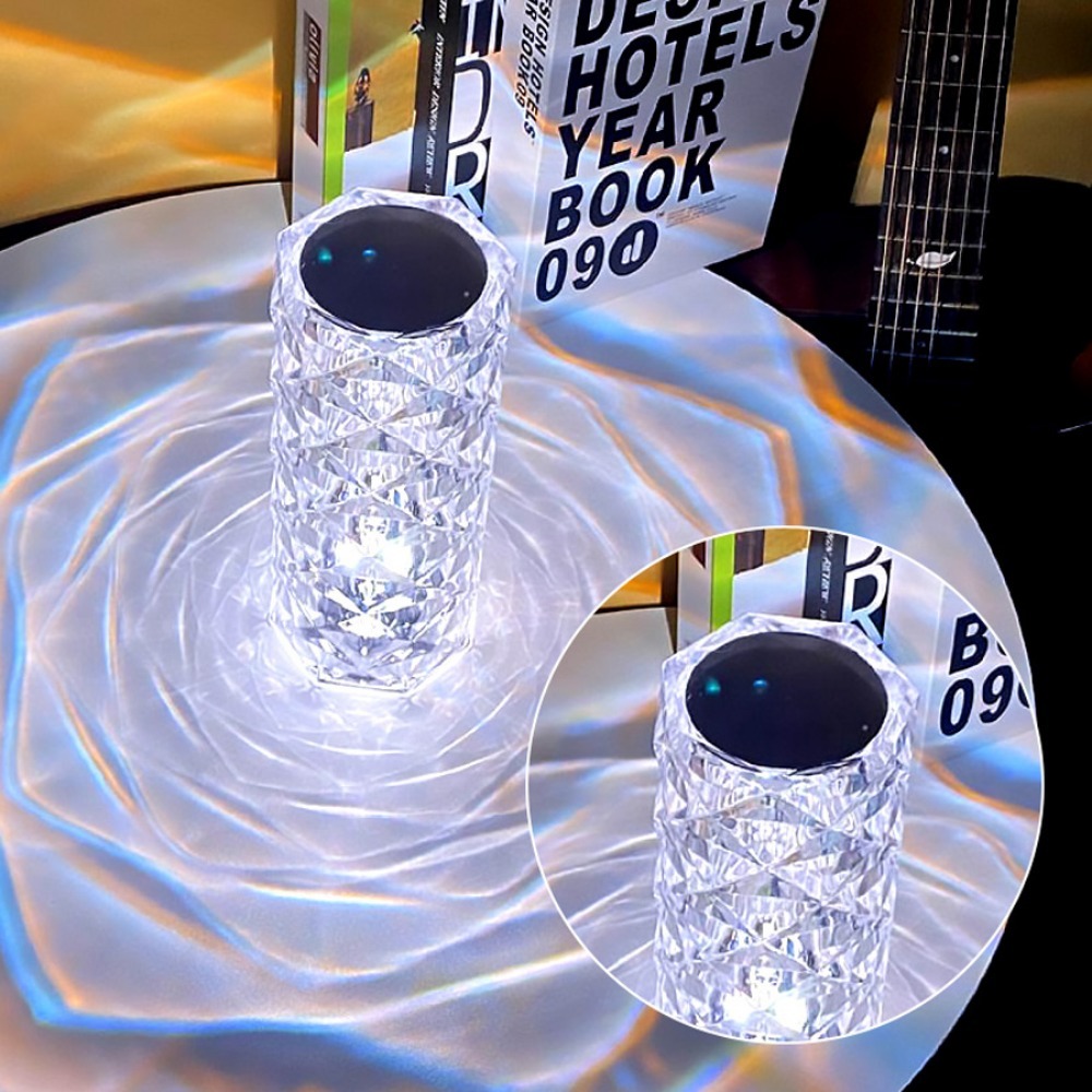 LED Crystal Table Bedroom Atmosphere Lamp Rose Projector USB Touch Night Light Decorative Lights for Room Decor_voghion.com
