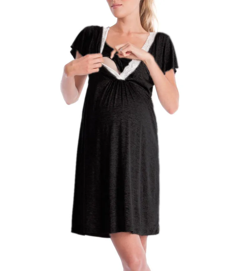 Pregnancy Nursing Clothes Women Lactation Maternity Dresses Clothing for Breastfeeding Pregnant Summer Dress_voghion.com