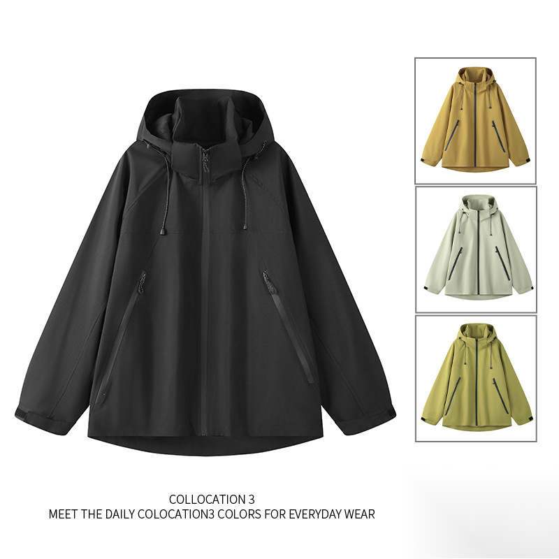 Herbst Herren Kapuzenjacke Winddicht und Wasserdicht Sturm Pärchen Lockere Freizeitjacke Trendy Top_voghion.com