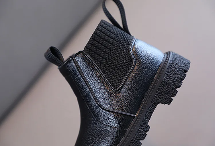 Winter Nieuwe Kinderen Dikke Warme Zijrits PU Leren Waterdichte Sneeuwlaarzen Kidsnest Jongens Meisjes Antislip Pluche Katoenen Schoenen_voghion.com