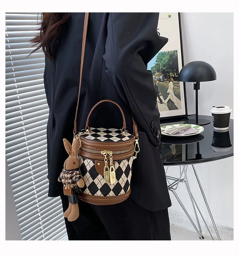 Borsa firmata, spedizione gratuita, borsa a secchiello alla moda Dia Grid, borsa a mano, borsa a tracolla per donna._voghion.com