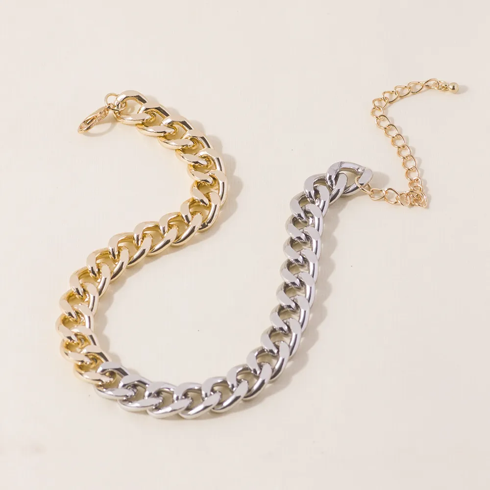 Kettingen Vintage Maaltijd Splicing Link Chunky Ketting Ketting Op De Nek Eenvoudige Mode Korte Choker Kraag Punk Sieraden_voghion.com