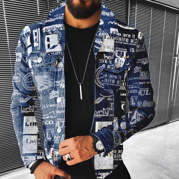 Herrenoberbekleidung Winter 2025 neue Druckmuster Revers Button Up Jacke 1420_voghion.com