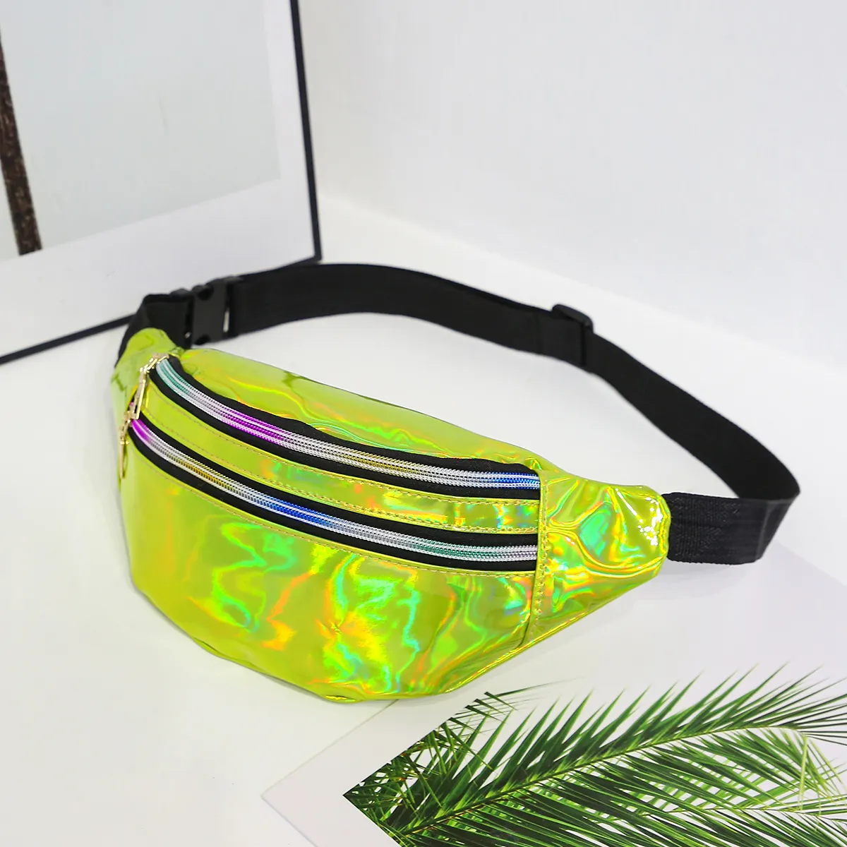 Hoographic Fanny Pack Hoogram Waist Laser PU Beach Traver Banana Hip Bum Zip Waistbags Women Bet Bag For Party_voghion.com