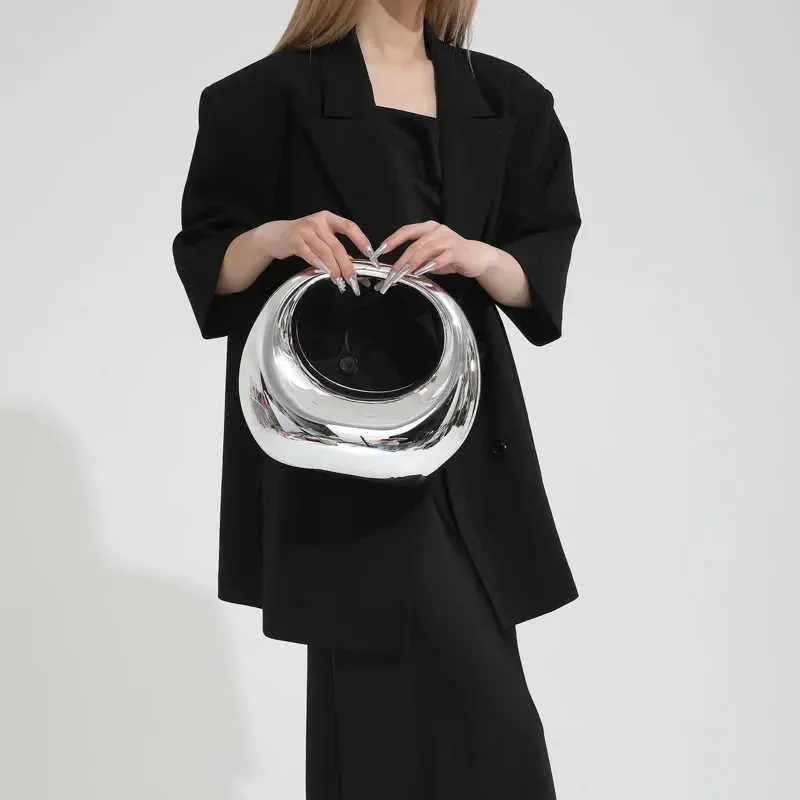 Žene zlatne akrilne polumjesečaste torbe s polumjesecom, okrugle ručke, PVC torbe za zglob, personalizirane torbe_voghion.com