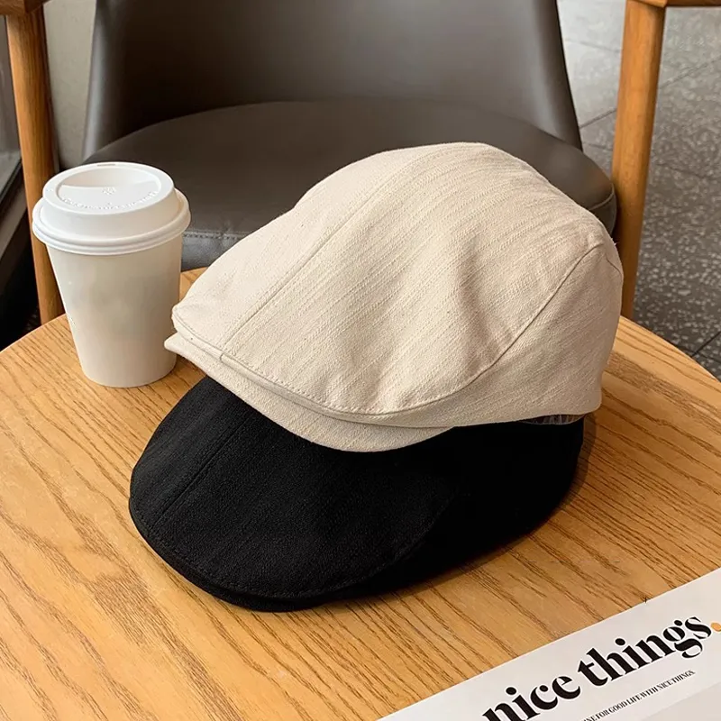 British Style Retro Newsboy Cap For Women Solid Colour Summer Hat_voghion.com