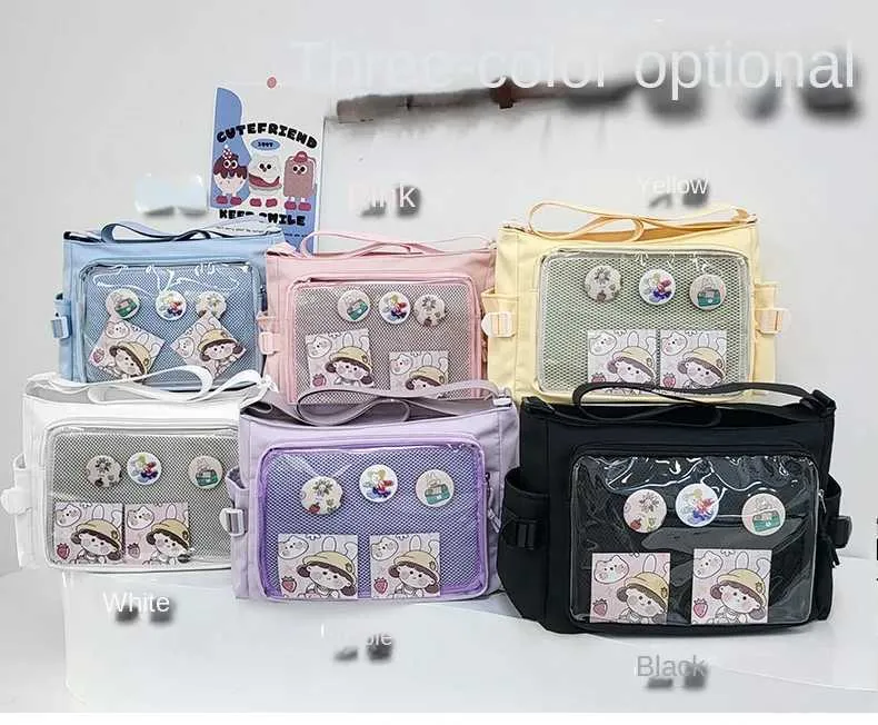 Stile preppy Candy Color Carino Spalla Anime Expo Trasparente Badge Display Messenger Bag Donne Bambola Itabag Crossbody_voghion.com
