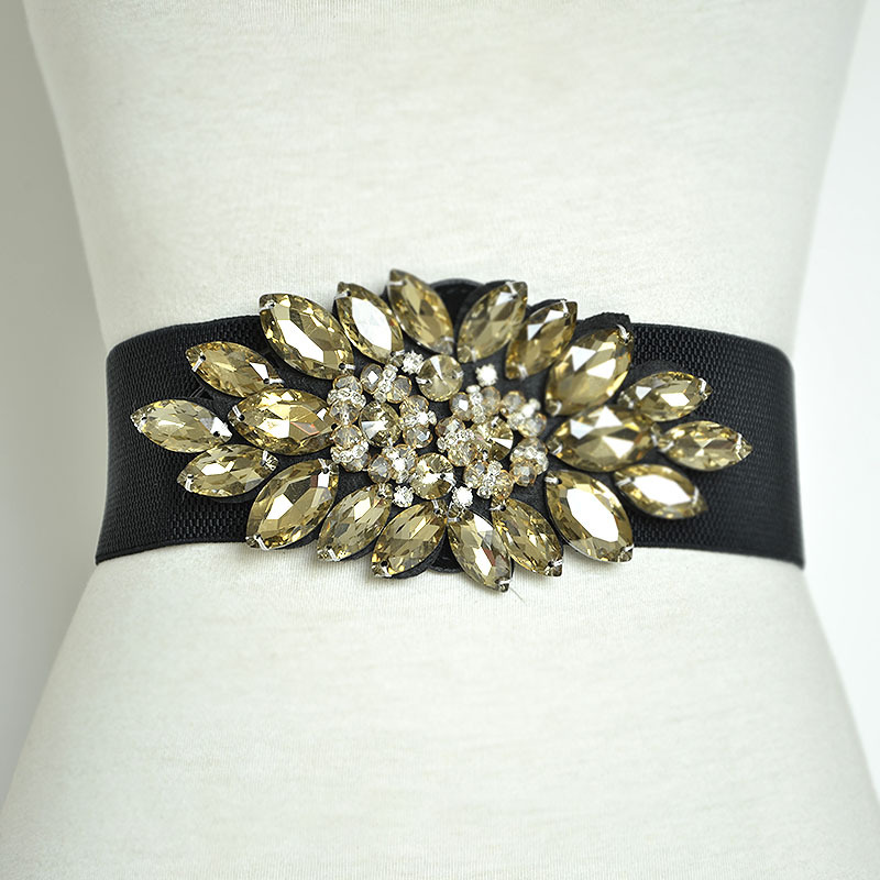 Beliebtes neues Produkt Wasser Diamant Gürtel elastische Kristall Perle Dekoration Rock Mantel Frauen breite Taille Abdeckung_voghion.com