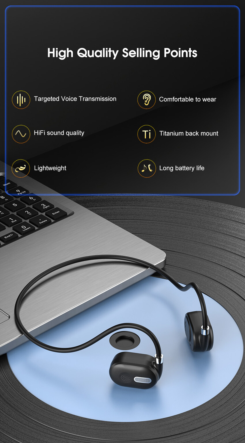 2024. aasta ametlik pood Kõrvaklapid Õhujuhtivusega Sport Bluetooth5.3 Juhtmevabad Kõrvaklapid HIFI Stereo Peakomplekt Kaelarihmaga Kõrvaklapid Mitte-kõrvaklapid HD Stereo_voghion.com