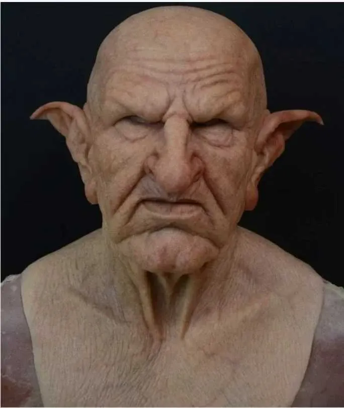 Ny morfar Mormor Halloween spetsiga öron Gammel man Head Party Erbjuder Skrämmande Cosplay rekvisita Mask TerrorXJ240905_voghion.com