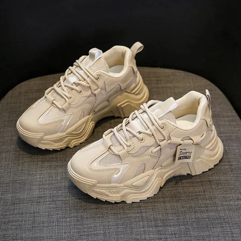 Fashion Platform for Womens Outdoor Lace-up Casual Shoes Breathable Chunky Sneakers Women Non Slip atillas Mujer 240612_voghion.com