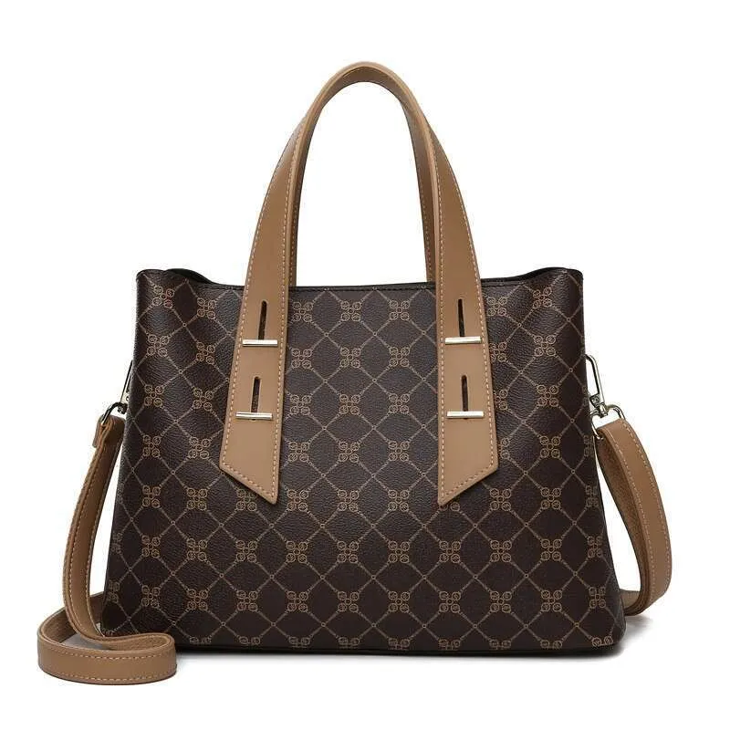 Ladies' Handbag With High-End Feel, Large Capacity Shoulder Fashionable Contrasting Color Commuting Bag, Simple_voghion.com