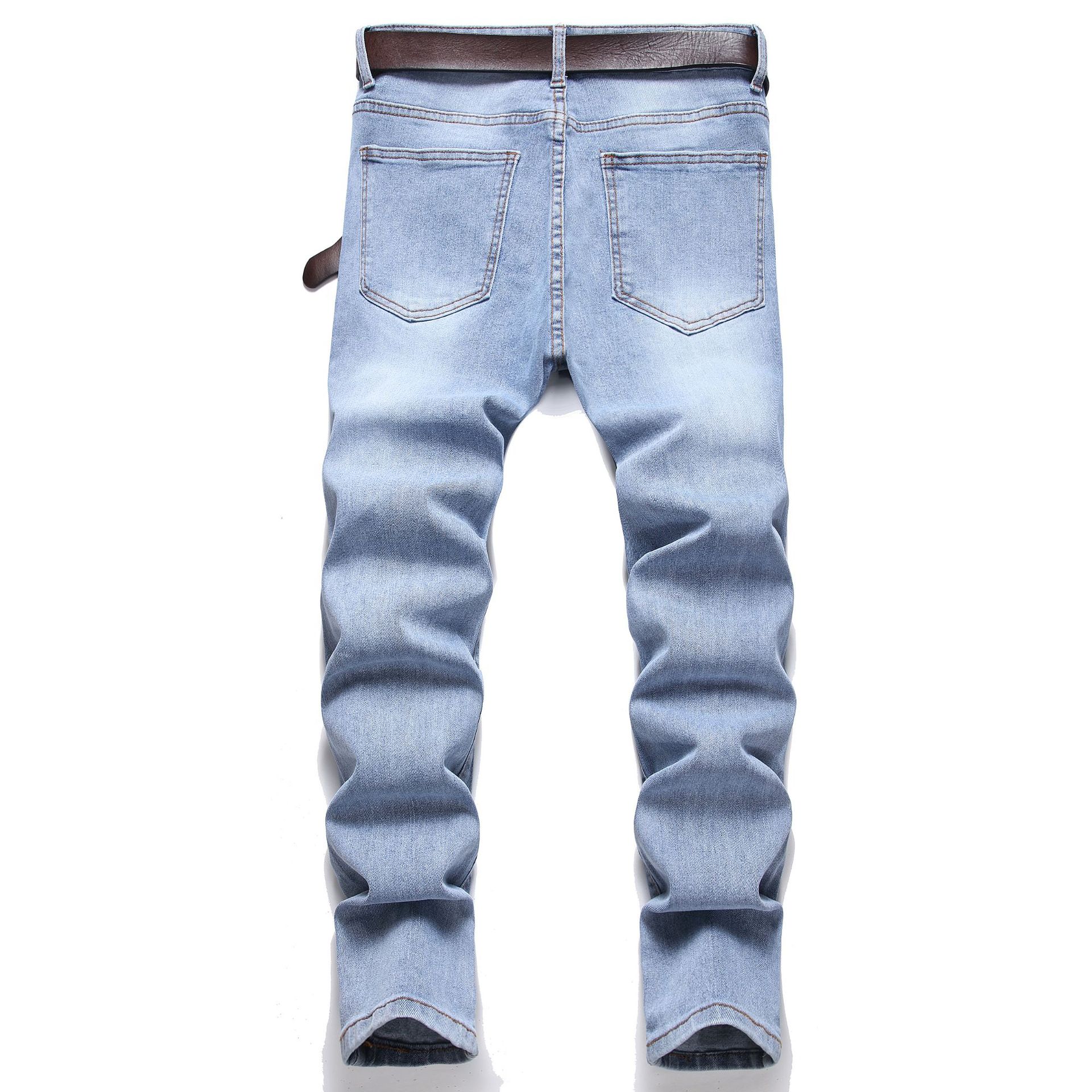 Herren Jeans In Unifarben Slim Fit Freizeithose Aus Denim_voghion.com