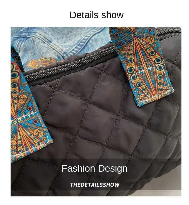Handtasche fir Fraen mat breedem Gürtel Hierscht/Wanter Rhombus Space Kotteng Schëllertasche mat grousser Kapazitéit - All-Match Shopping241106_voghion.com