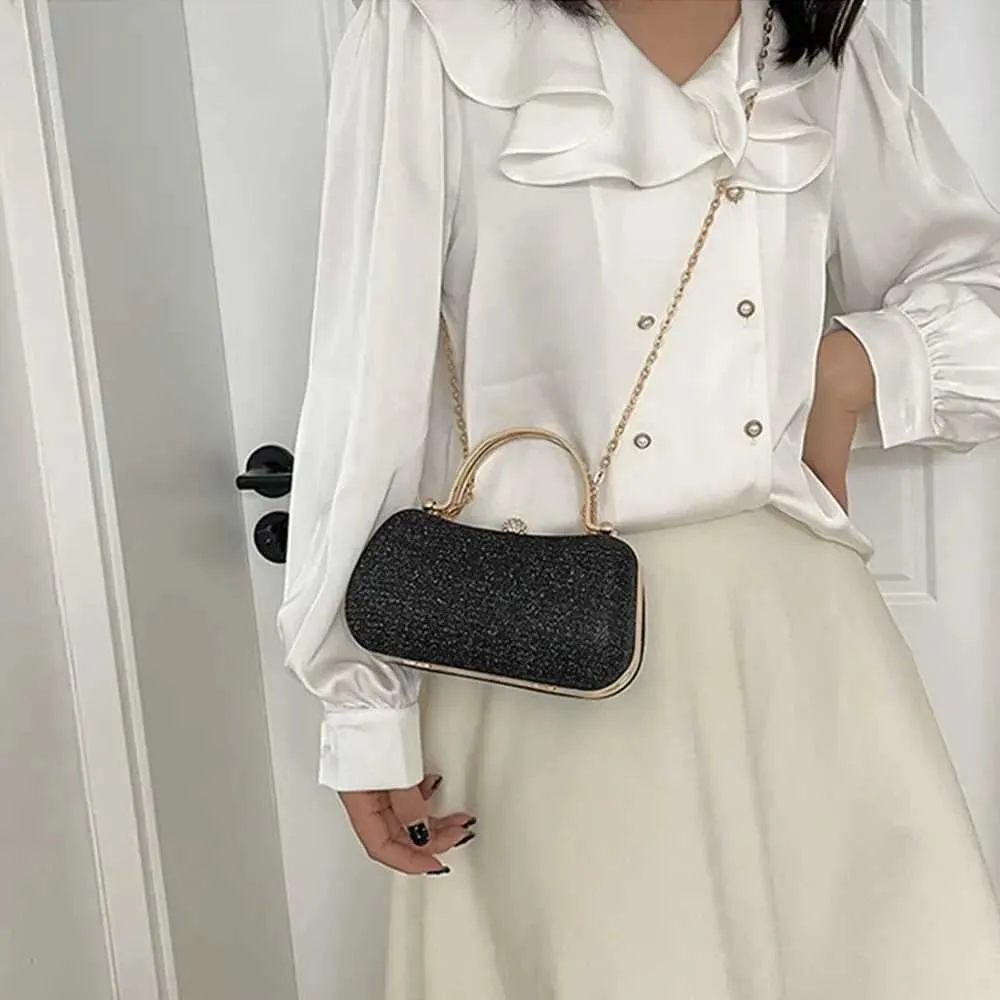 Sac à main de soirée Flash pour femme avec poignée supérieure en métal et bandoulière carrée, sac à chaîne Y241019_voghion.com