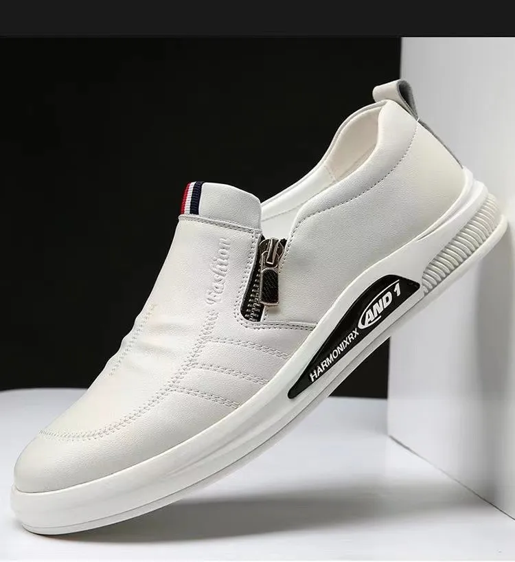 Lässige Lederschuhe für Männer Trend Marke Loafers Herbst ZIP Flat Man S Sneakes Business Bequeme Mokassins Tenis_voghion.com