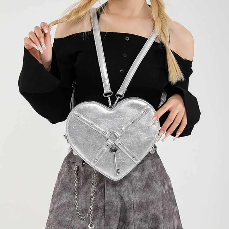 Rucsac mini din piele PU pentru femei, cu pandantiv în formă de inimă, impermeabil, cu fermoar, Ba241217_voghion.com
