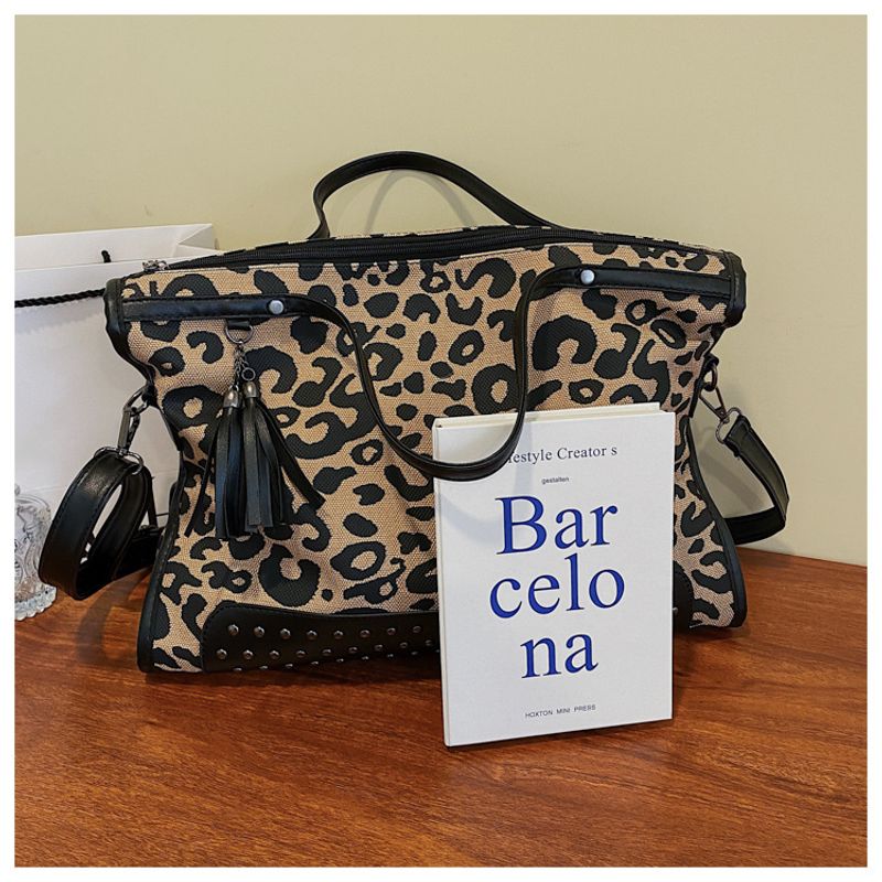 Handtaschen Große Kapazität im französischen Stil Damen 2023 Neue Tasche mit Leopardenmuster Einkaufstasche_voghion.com