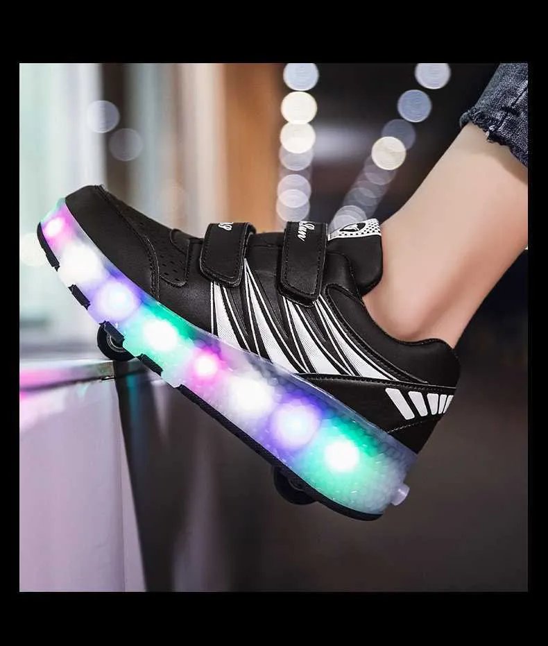 Sneakers Roller Skates 2 Wheels Shoes Glowing Lighted Led Children Boys Girls Kids Fashion Luminous Sports Boots Casual_voghion.com