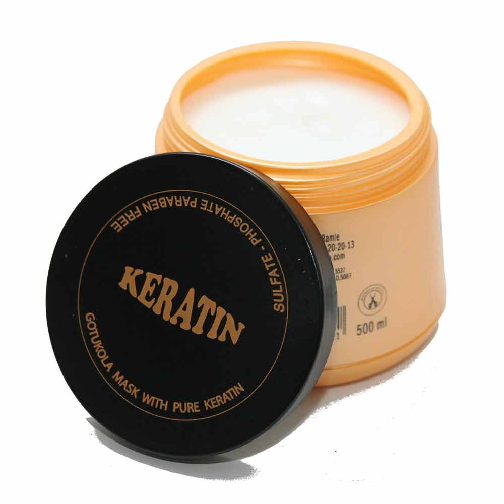 Maschera per capelli alla cheratina e gotukola, idratazione profonda per capelli secchi, colorati, danneggiati, 500 ml_voghion.com