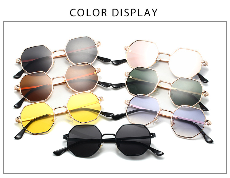 Retro Small Frame Sunglasses - Men & Women's Trendy Metal Octagonal Glasses (Street Style, Round Face Fit - S2086)_voghion.com