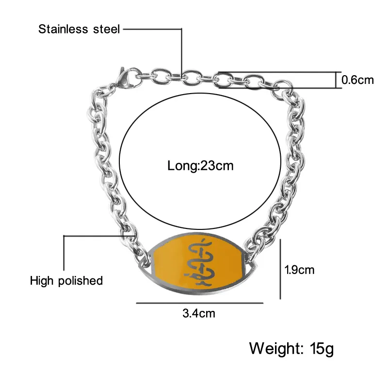 Bracelets à maillons personnalisés en acier inoxydable pour hommes et femmes avec marque médicale en or_voghion.com