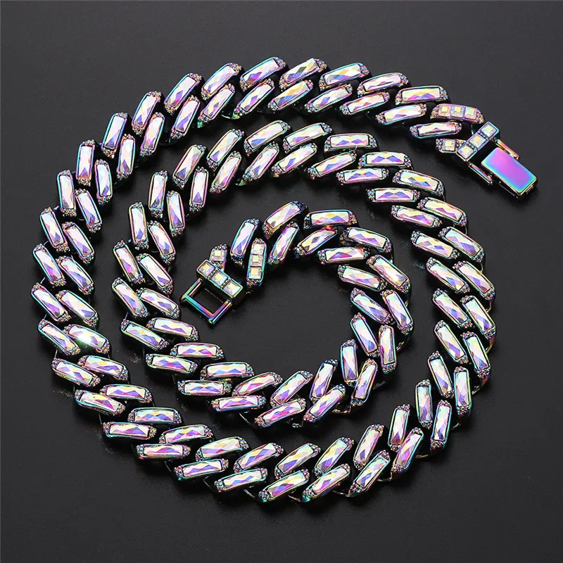 Iced Out Cuban Link Chain Necklace For Men Gold And Silver Colour_voghion.com