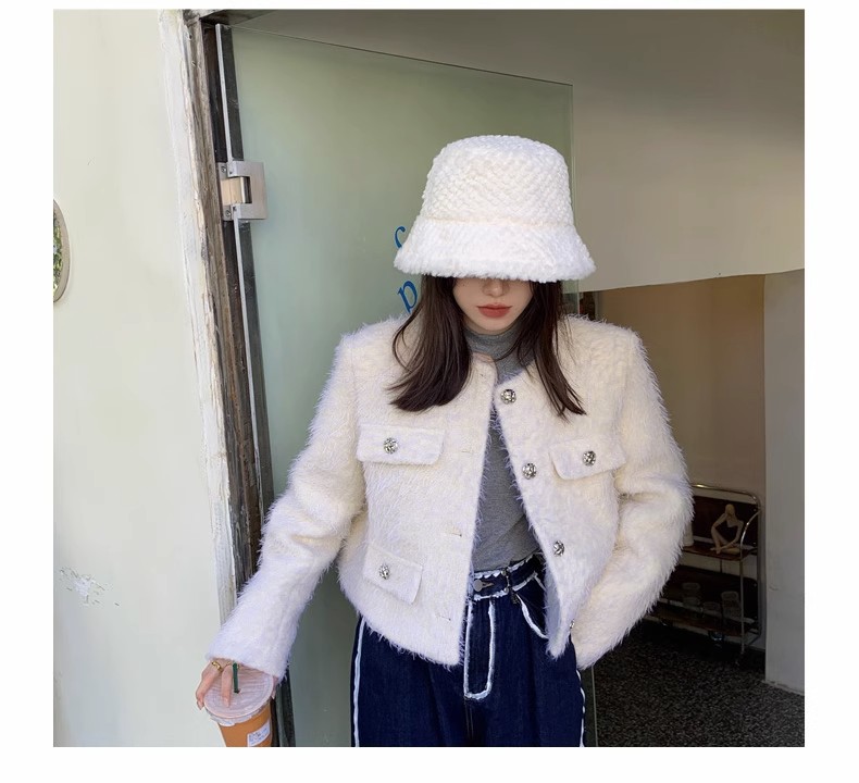 New Lamb Hair Fisherman Children: Versatile Autumn Showcasing Face, Small for Winter, Thickened and Warm Plush Pot Hat_voghion.com