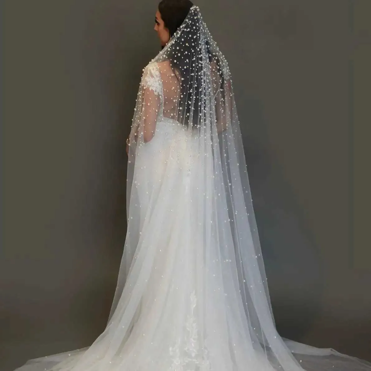 Hair Jewelry V139 Beaded Bridal Extra Long Cathedral Length Veil 3M Wide Veils With Comb Wedding Accessories_voghion.com