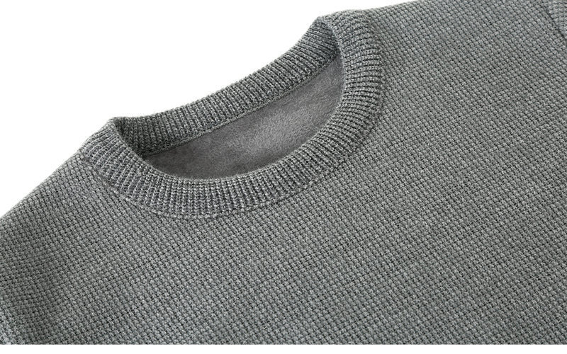2023 New Youth Autumn Winter Men's Round Neck Solid Color Bottoming Warm and Coldproof Casual Knitted Sweater for Men_voghion.com