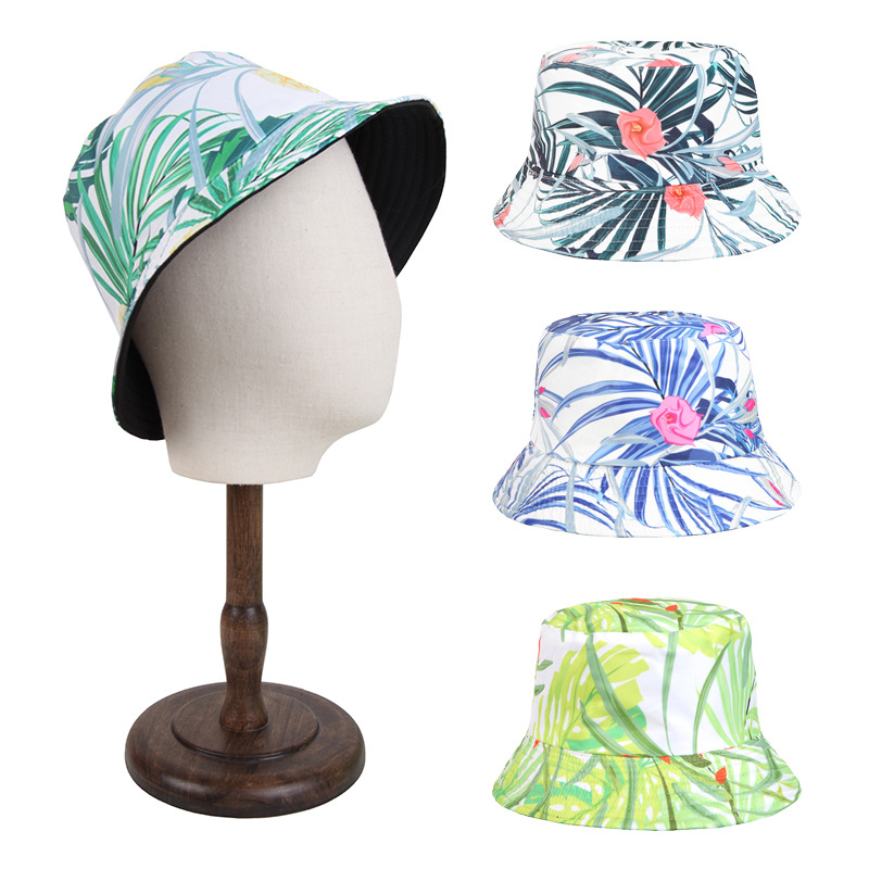 Nieuw met blad, bloemenprint, schaduw, visser voor mannen en vrouwen buitenrecreatie, zonwering bassinhoed trend Emmerhoed_voghion.com