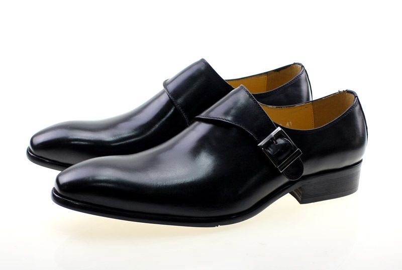 Scarpe eleganti da uomo in pelle casual da lavoro con un solo bottone, a punta_voghion.com