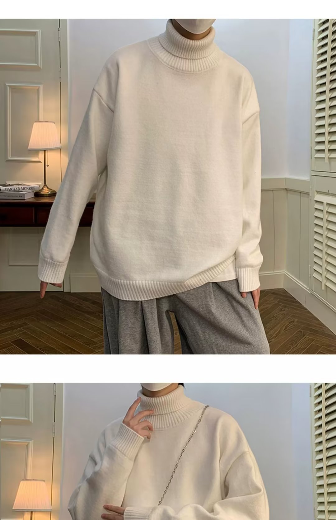 Herrenbekleidung Einfarbig Jungen Rollkragen Trend Herbst Und Winter Warm Mit Lockerem Lässigem All-Match-Strick_voghion.com