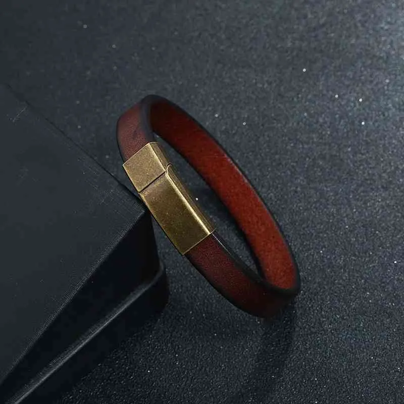 Bracciale da uomo in pelle intrecciata marrone punk con chiusura magnetica in acciaio inossidabile, alla moda, da 20,5 cm, regalo_voghion.com