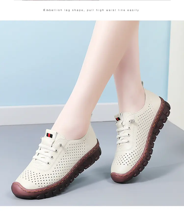 Chaussures simples pour femmes cousues à la main, à semelle souple et épaisse, couvre-pieds pour maman, grandes pointures de chaussures décontractées respirantes pour femmes_voghion.com