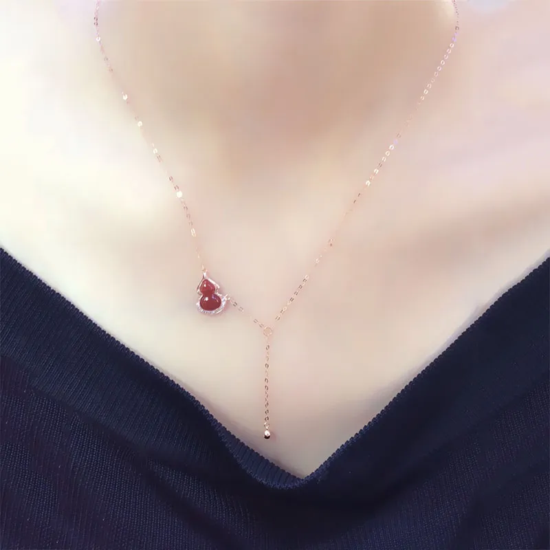 Catene Classiche 585 Viola Oro Intarsio Rubino Zucca Collana Per Le Donne Placcato 14k Rosa Pendente Vintage Stile Cinese Gioielli_voghion.com