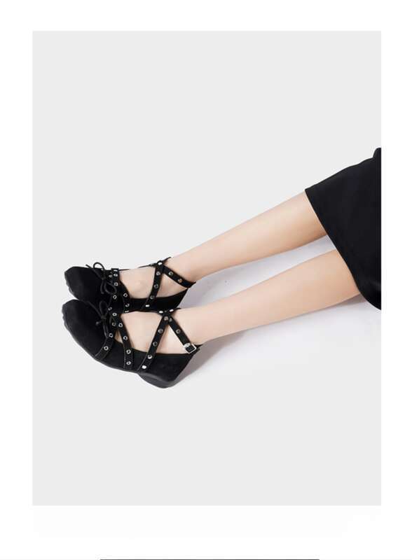 Französische Schuhe 2025 Frühling Neue Nieten Gürtelschnalle Ballerinas_voghion.com