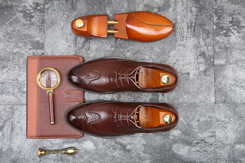 Vestido Couro Envernizado Moda Noivo Casamento Homens estilo italiano Oxford Sapatos Tamanho Grande 48_voghion.com