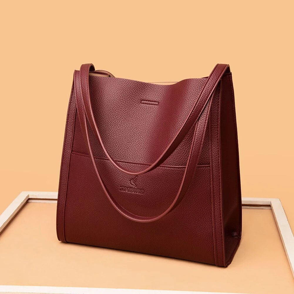 Borsa da donna in PU con cerniera Borsa casual Borsa a tracolla semplice in pelle Borsa versatile Borsa shopper_voghion.com