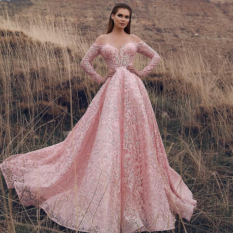 Women’s Clothing Fashion Sexy Hollow One Shoulder Embroidered Wedding Dress Full Swing Dress