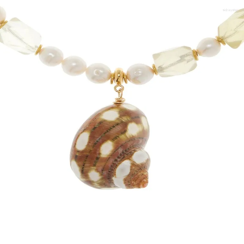 Collane con ciondolo Moda Senior Acciaio inossidabile Perla d'acqua dolce Perline Collana da donna Grande conchiglia Catena per maglione_voghion.com