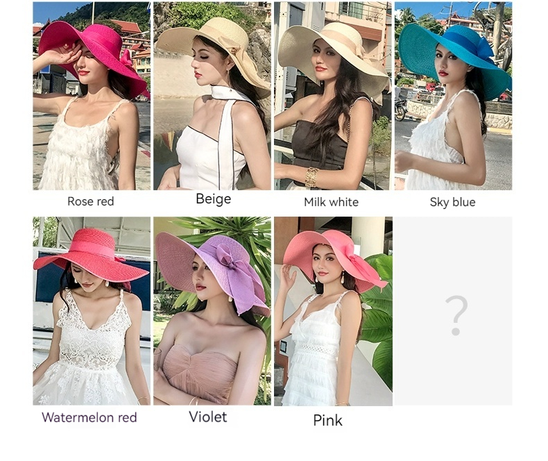 Letní slaměná dětská korejská edice Tidal Beach Protection Sun Vacation Všestranný Cool Hat s velkou krempou_voghion.com