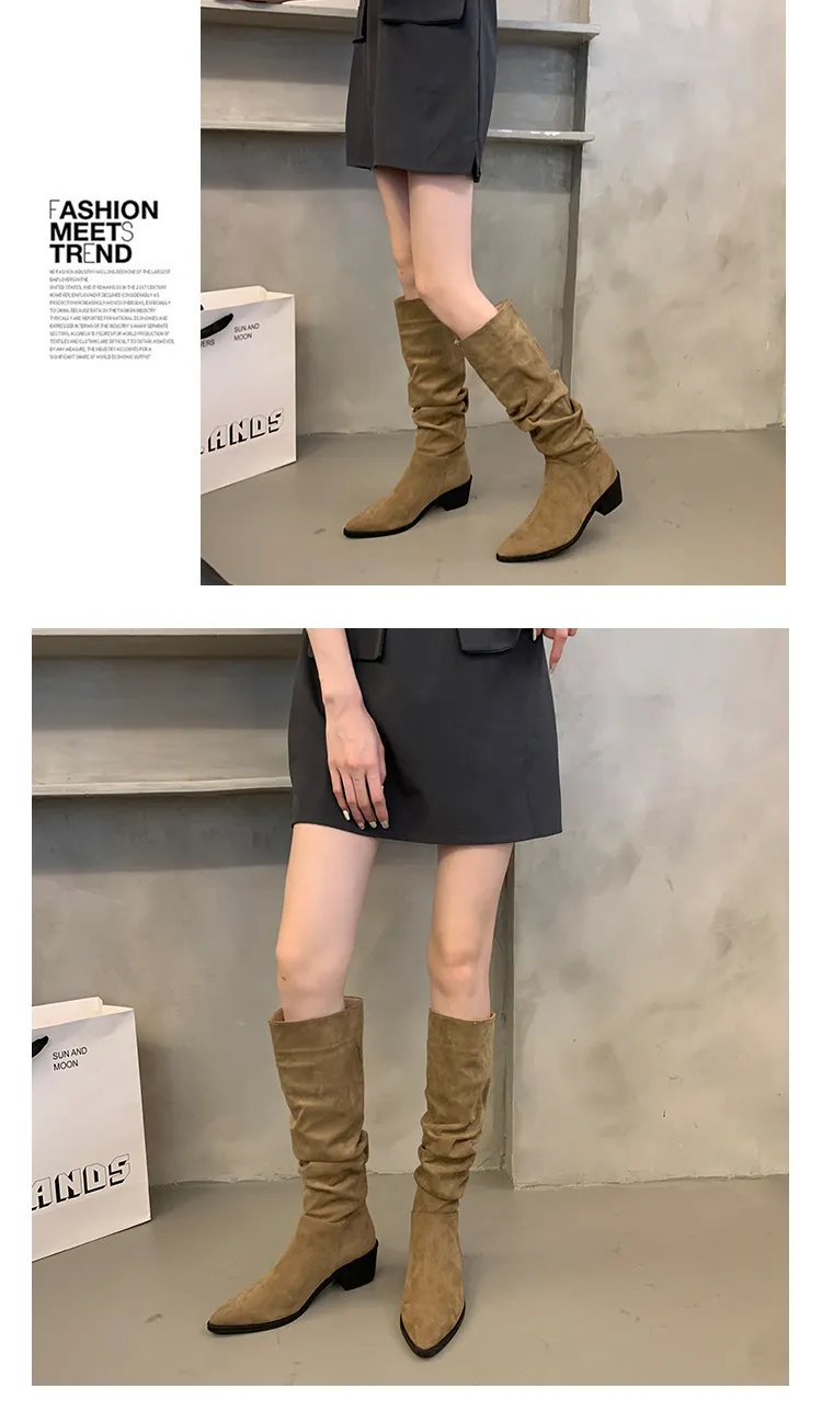 Bottes de cowboy occidentales pointues à talons épais pour enfants, nouvelle collection printemps et automne 2024, sans courrier_voghion.com