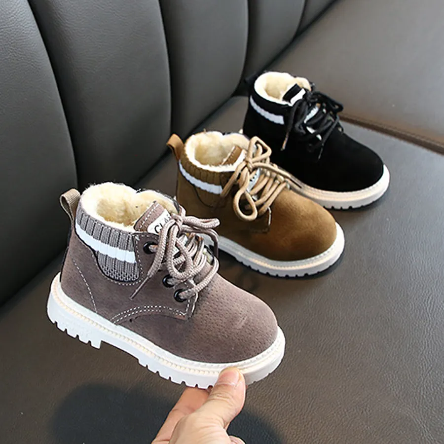 Plüsch Kinder Winter Schnee Baumwolle Stoff Kinder Schuhe Cutefeet Baby Kleinkind Jungen Mädchen Warme Stiefel Größen 21-30_voghion.com
