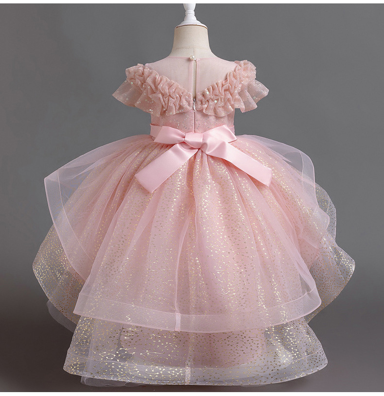 [PetiteRoyale] Rochie de bal pentru fete - Rochie de prințesă din tul cu straturi | Ținute de seară pentru fetițe cu flori și spectacole (3-12 ani)_voghion.com
