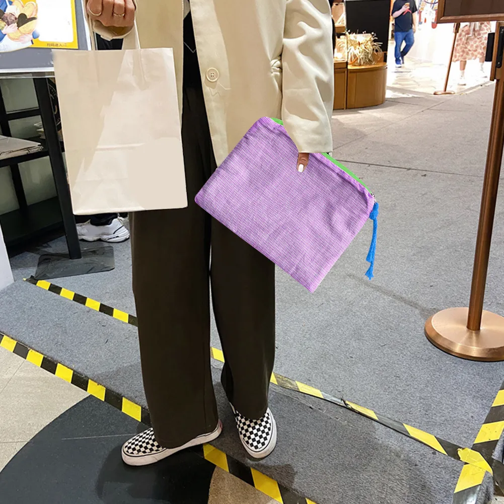 Mode Frauen Plaid Druck Kleine Kosmetik Baumwolle Stoff Make-Up Lagerung Taschen Japan Stil Zipper Kulturbeutel Waschen_voghion.com