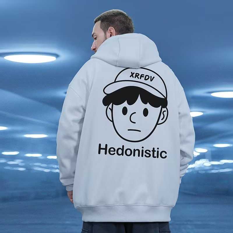 Il marchio di moda americano Instagram coppia cartoon felpa con cappuccio da uomo di tendenza in peluche di grandi dimensioni più grasso top oversize_voghion.com