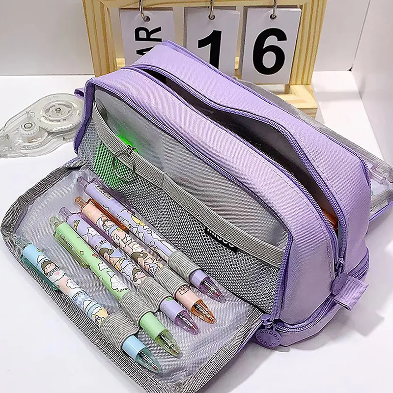 1 organiseur de papeterie pour fournitures de bureau, 4 compartiments, grand étui à stylos, trousse à crayons, trousse de maquillage_voghion.com