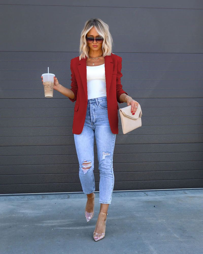 Giacca da donna casual con tasca, stile INS, ampia e multicolore, con spacchi_voghion.com