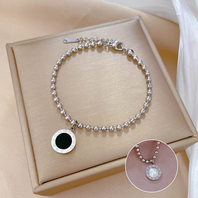 【Acier titane complet】 L'East Gate a un tempérament unique et un style cool et cool. Bracelet romain en perles rondes_voghion.com